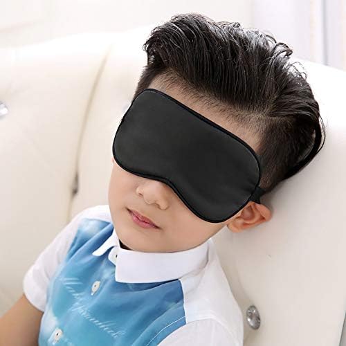 100% Natural Silk Sleep Eye Mask Kids, Cute Night Sleeping Mask with Adjustable Elastic Strap for Girls Boys Child (Black Small) - Image 2