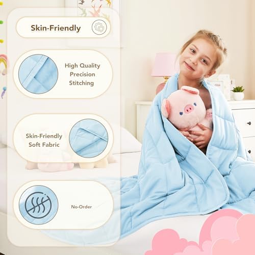 CuteKing Weighted Blanket - Weighted Blanket with Premium Glass Beads - Breathable Heavy Blanket for Comfortable Rest - Thick Blanket All Season (10lbs, 50"x60", Light Blue) - Image 5