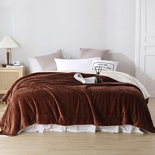 NANPIPER Fleece Throw Blanket Reversible Sherpa Flannel Blanket Super Soft Fuzzy Plush Microfiber (90"x90" Brown) Queen - Image 6