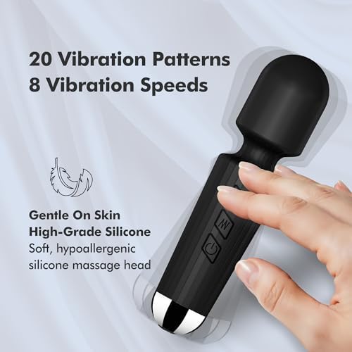 Portable Quiet Vibrating Mini Massager for Women & Men, Personal Handheld Electric Massager for Back Neck Shoulder Muscle Pain Relief & Relaxation, 20 Modes 8 Speeds (Black) - Image 2