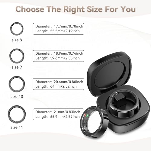 Smart Ring for Men, Fitness & Activity Tracker with Blood Pressure/Heart Rate Monitor, Sleep Tracker, Step Counter, IP68 Waterproof Ring for iOS & Android, Fast Charge, No Subscription (Black,Size9) - Image 6