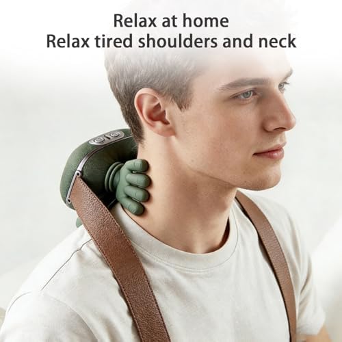 Upgraded Neck and Shoulder Massager,Professional Shiatsu Neck Massager,Portable Deep Tissue 4D Kneading with Heat,Intelligent Simulated Human Hand Design for Pain Relief and Muscle (Green) - Image 2