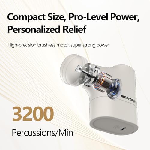 Mini Massage Gun, Portable Deep Tissue Muscle Massager with 4 Heads, Adjustable Speed & Pressure, Quiet Powerful Motor, Rechargeable Handheld Percussion Massager for Neck, Shoulder, Back & Legs Gray - Image 5