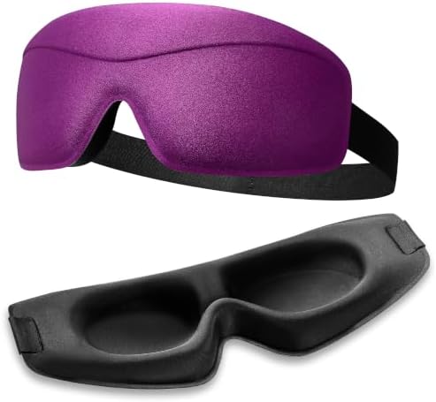 Sleep Mask for Women Men: 100% Blackout 3D Eye Mask for Sleeping, Sleeping Mask for Side Sleepers, Zero Pressure Memory Foam Eyelash Friendly Breathable Eye Cover, Airplane Travel Essentials-Purple by FACEMOON