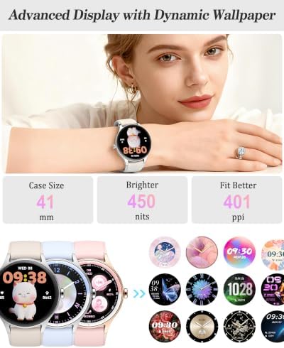 Smart Watch for Women, Ladies & Men, 1.27'' Fitness Watch [41mm case] with Call Receive/Dial, Heart Rate/Stress/Sleep Monitor, AI Voice, IP68 Waterproof Smartwatch with Calendar, Calculator, Games - Image 2
