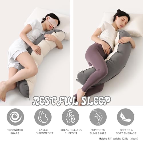 Peallow(Pat. Pend) – Long Round Body Pillow for Adults, Bolster Pillow for Sleeping, Soft and Supportive Pillow for Sleeping & Lumbar Support (Gray-White, 39") - Image 5