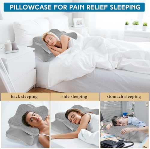 HunnmingRe Pillow Case for Cervical Neck, Gray, Queen Size - Image 3