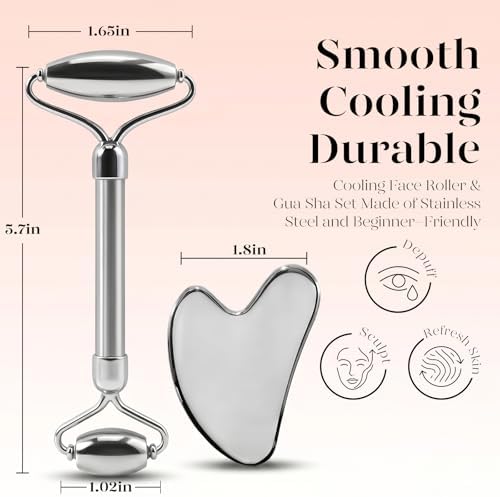 BAIMEI IcyMe Stainless Steel Gua Sha Tool & Face Roller Set - Image 2