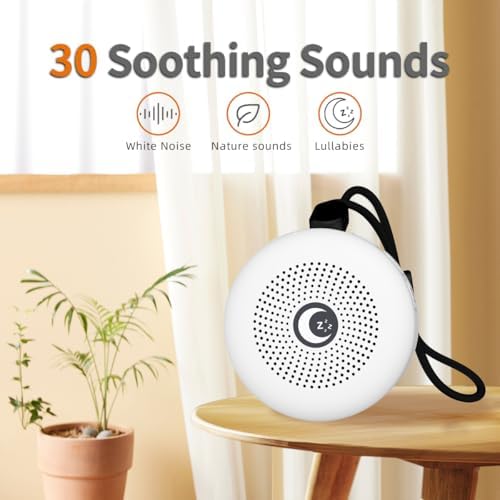 Sleepbox Sleep Sound Machine Portable Noise Machine with 30 Soothing Sounds 4 Timer Memory Function Rechargeable Battery 32 Volume Levels for Sleeping Traveling Relaxing for Baby Kids Adults (White) - Image 2