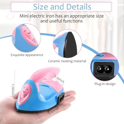 Honoson Mini Craft Iron with Charging Base Tiny,Dark Pink,Sky Blue - Image 2
