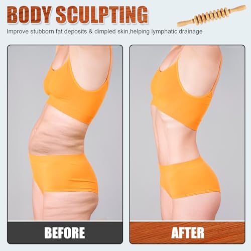 KintKita Wood Therapy Massage Tools,Wooden Massager Stick Roller Lymphatic Drainage Tool,Maderoterapia Kit Self Massage Roller Tool for Cellulite Reduction,Muscle Tension and Body Shaping,Contouring - Image 4