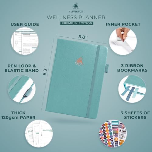 Clever Fox Wellness Planner & Food Journal for Weight Loss, A5 Aquamarine - Image 2