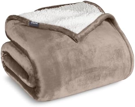 Bare Home Sherpa Fleece Blanket (King, Taupe) by BareHome