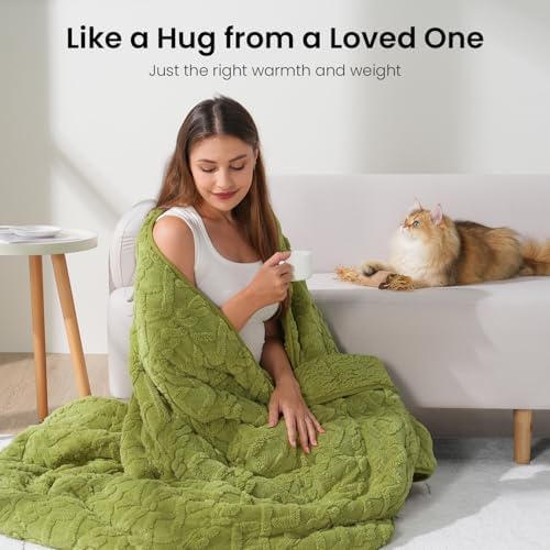 Drewin Weighted Blanket Twin Size for Adults 15lbs,Grass Green,48" x 72" - Image 4