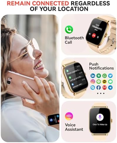 Smart Watch for Women Men- Answer/Make Call, IP68 Waterproof Fitness Step Tracker Watch with Sleep Monitor/Activity Counter/110+ Sport Mode, Smartwatch for Andriod iPhone Compatible, Gold - Image 2