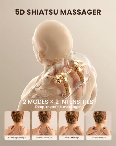 Breo N5mini Neck and Shoulder Massager with Heat,5D Shiatsu Kneading,Grey - Image 4