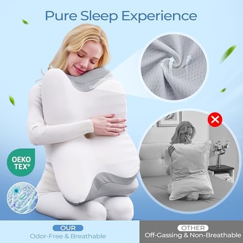 BDEUS Cervical Neck Pillow for Sleeping – Ergonomic Memory Foam Pillow with Massage Nodes for Neck Pain Relief, Side Sleeper & Back Support, CertiPUR-US Certified, White - Image 3