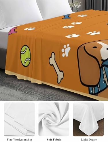 Twin Flat Sheet Scarf Dog Flat Sheets Only Soft Breathable Microfiber Bedding Top Sheets Luxury Hotel Quality Puppy Animal Paw Print Tennis Ball Yellow Twin Bed Sheet for All Season Bedroom Dorm Decor - Image 5