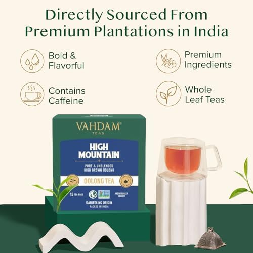 VAHDAM, High Mountain Oolong Tea Bags (15 Count) Non GMO | High Grown Oolong Tea Leaves - Light & Floral | Resealable Ziplock Pouch - Image 3