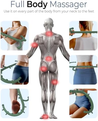 Back and Neck Massager for Pain Relief Deep Tissue, Upgraded Full Body Trigger Point Cane Massage Tools, Therapy Massage Stick Pressure Point Hook, Muscle Knot Remover Tool (Green) - Image 2