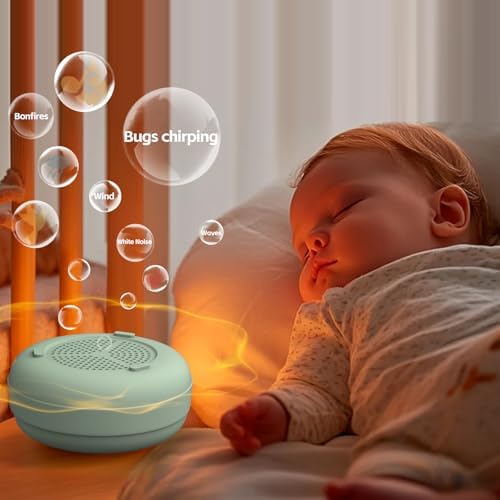 Portable Baby Sound Machine [White Noise for Babies Kids Adults][Supports Bluetooth audio playback][Timer Function][12 Soothing Sounds] 15 Hours Battery Life, Travel,Shower,Clips on Baby Stroller.Mint - Image 5