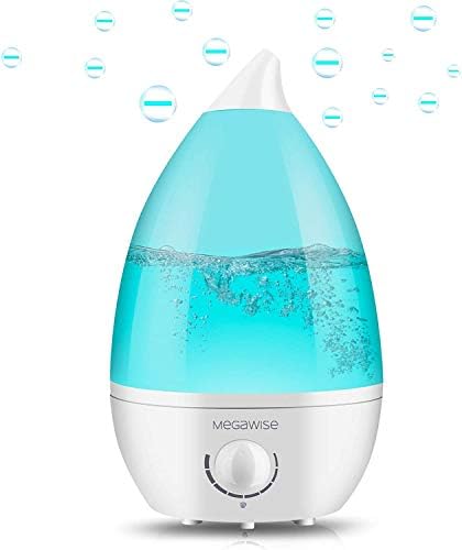 MegaWise Desktop Cool Mist Humidifiers for Bedroom, 24dB Ultrasonic Air Vaporize, Colorful Night Light,0.5 Gal Essential Oil Diffuser, Auto off by MEGAWISE