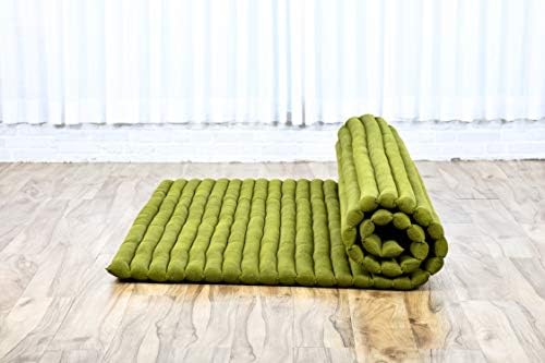 Leewadee - Foldable Floor Mattress - Japanese Roll Up Futon -Trifold Tatami Mat- Guest Floor Bed - Camping Mattress - Thai Massage Mat, Kapok Filled, 75 x 57 inches, Green - Image 6