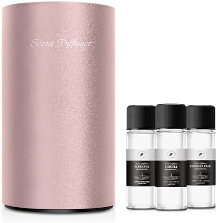 Waterless Essential Oil Diffuser Starter Kit - No Water Needed, Battery Operated Mini Scent Air Machine, Included 3x20ML Essential Oils, Portable Aromatherapy Diffuser for Home & Car & Office, Pink by EvCZen