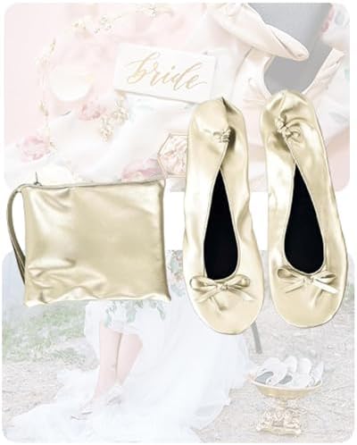 Stylish Foldable Ballet Flats for Women Portable Roll Up Travel Shoes for Wedding Bridesmaid Includes Carrying Pouch - Image 3