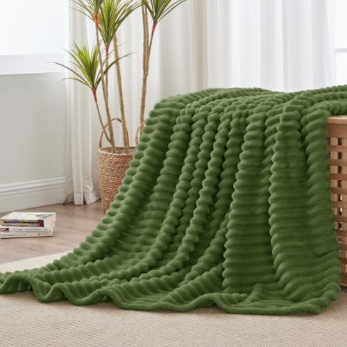 BEDELITE Ribbed Twin Blanket for Couch & Bed, Moss, 60"x80" - Image 6
