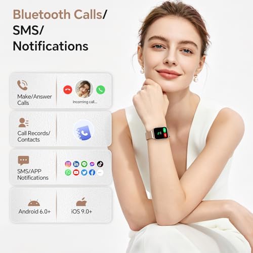 Smart Watches for Women, 1.85" HD Alexa Built-in Smart Watch for Android Phones & iPhones, Health Tracker with Heart Rate/Blood Oxygen/Sleep Monitor, 120+ Sport Modes Fitness Trackers for Women, Gift - Image 2