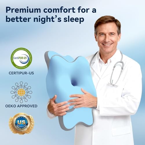 Sleep Apnea Pillow with Neck Pain & Snoring Relief -Orthopedic Cervical Pillow,Ergonomic Contour Memory Foam Pillow for Side, Back,Stomach,Dreamers,Medium Firm (Lakeblue, Queen Size) - Image 5