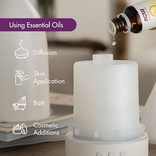 NOW Foods Essential Oils, Ultrasonic Faux Wood Aromatherapy Oil Diffuser, Contemporary Design, Extremely Quiet Heat Free, Color Changing LED Diffuser - Image 4