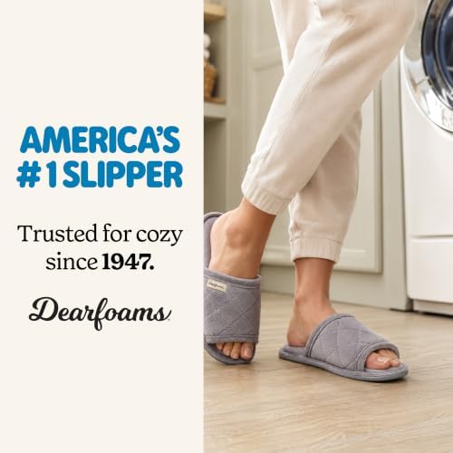 Dearfoams womens Slipper Memory Foam Summer House Shoe Beatrice Terry Slide - Image 4