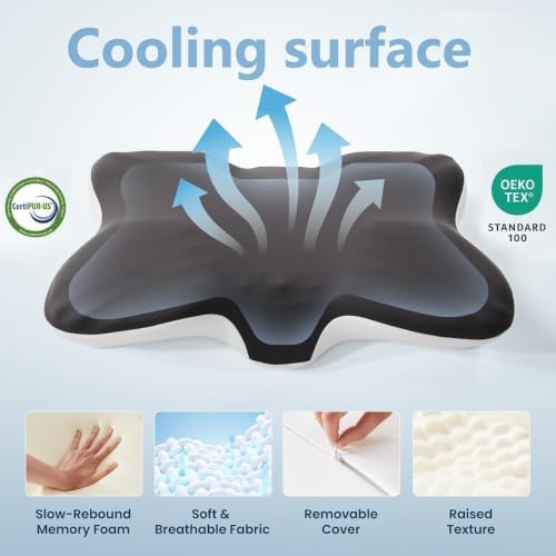SLEEP ZONE Butterfly Cervical Neck Pillow, Ergonomic Memory Foam Pillow - Image 6