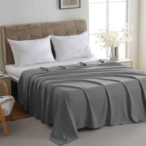 ZPECC Bulk Flat Sheets Only Full Size 6 Pack, Easy Sort Top Bed Sheet by Color-Coded Label, Soft Durable Brushed Microfiber Fabric Hotel Airb&bs Essentials for Hosts, 81"x96", Dark Gray - Image 2