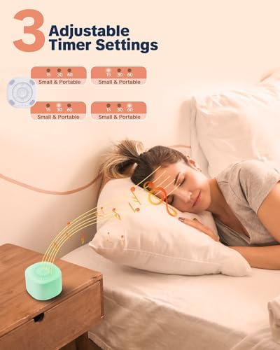 Travel White Noise Sound Machine 20 Sounds, Portable Sound Machine for Adults Sleep, Mini Sleep Aid with Adjustable Volume, 3 Timers, Colorful Night Light, Rechargeable for Baby, Home, Registry Gift - Image 4