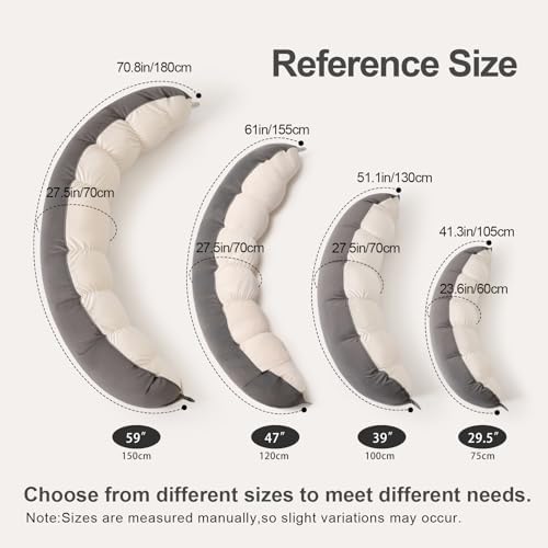 Peallow(Pat. Pend) – Long Round Body Pillow for Adults, Bolster Pillow for Sleeping, Soft and Supportive Pillow for Sleeping & Lumbar Support (Gray-White, 47") - Image 2