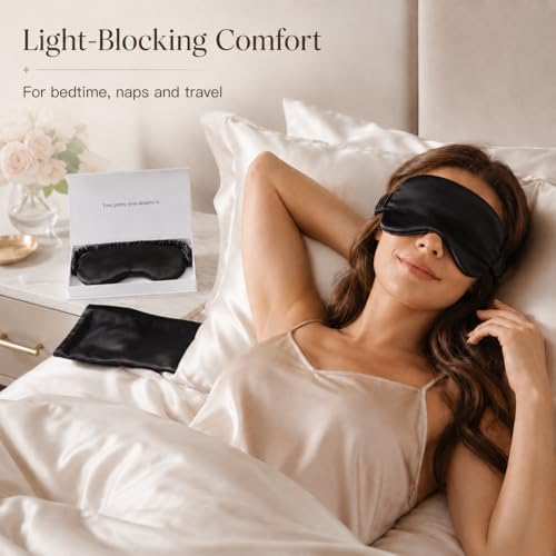 Silk Sleep Mask Light Blocking Luxury 100% Mulberry 19mm Silk Eye Mask Eye Cover Blindfold Ultra Soft Light & Comfy Anti Aging Skin Care with Travel Bag Gift Package - Image 6