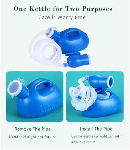 Male Urinal Bottle 68 OZ Portable Urinals for Men 59" Long Hose with Lid (Blue) - Image 3