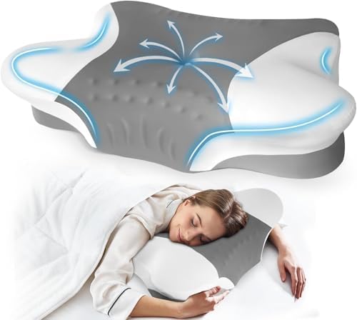 Queen Size Cervical Memory Foam Pillow, Dark Gray by Puzzlandia