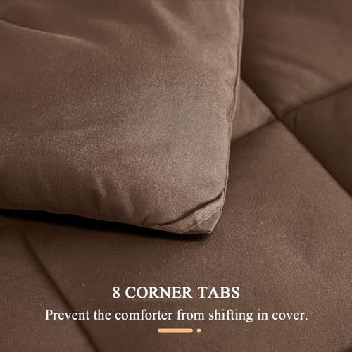 Oversized King Comforter, Extra Large King Size Comforter Oversized, All Season Soft Quilt Down Alternative Duvet Insert with 8 Corner Tabs(120x128, Brown) - Image 5