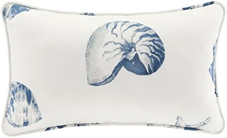 Harbor House Modern Design Decorative Pillow Hypoallergenic Sofa Cushion Lumbar, Back Support, Oblong 12" x 20", Beach House, Cotton Coastal Blue by HarborHouse