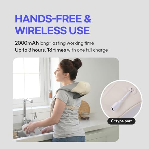 HuBDIC HubiCare Mini Neck Massager with Heat, Cordless Electric Massager for Neck and Shoulder, Upgarded 4D Deep Tissue Kneading, Deep Massage at Home for Pain Relief, Muscle Relaxation Gifts - Image 6