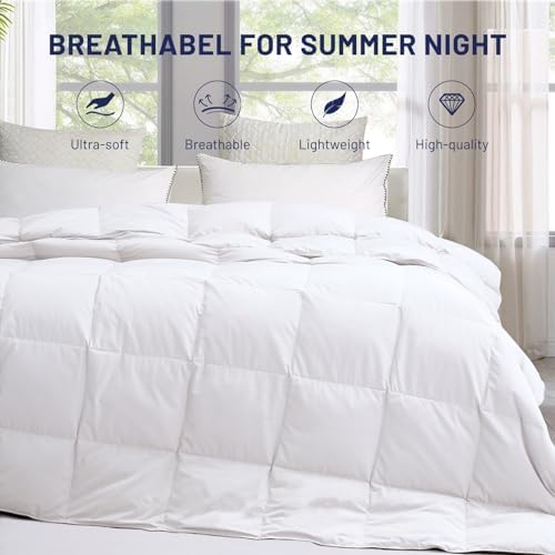 SNOWMAN Premium Cooling Down Comforter Twin Size, White Summer Down Blanket - Image 2
