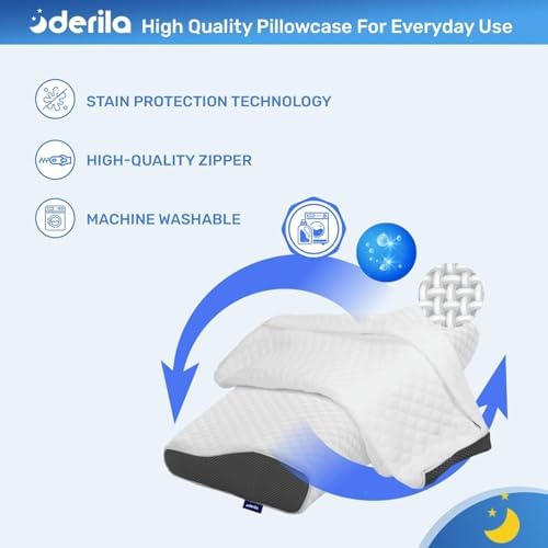 Derila Pillowcase Cover for King Neck Pillow, Cover 23.6 x 13.4 x 4.3 in - Image 2