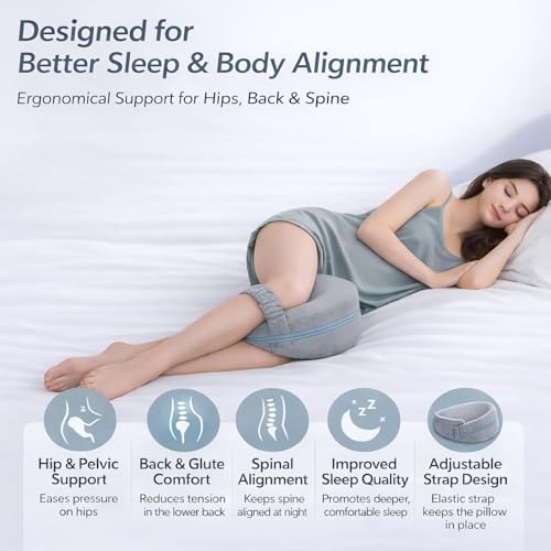 2026 Upgraded Leg Pillow for Side Sleeping with Strap, Knee Pillow Between Legs for Nighttime Sleep, Sciatica Support for Lower Back, Knees, Joints & Spine, Post-Surgery Alignment Pillow - Image 3