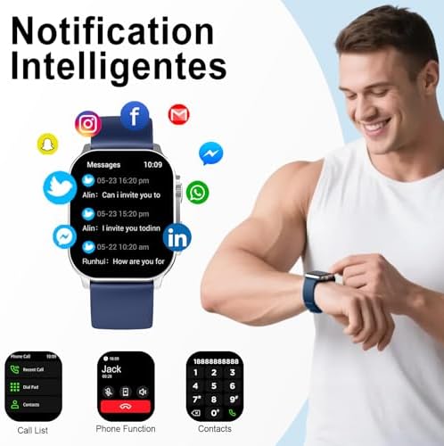 Smart Watch, 2.01" AMOLED Curved Touchscreen Fitness Watch, IP68 Waterproof, 24/7 Heart Rate/Sleep Monitor, Fitness Tracker with Pedometer, 120+ Sports Modes, Smartwatch for Android iOS Navy Blue - Image 6