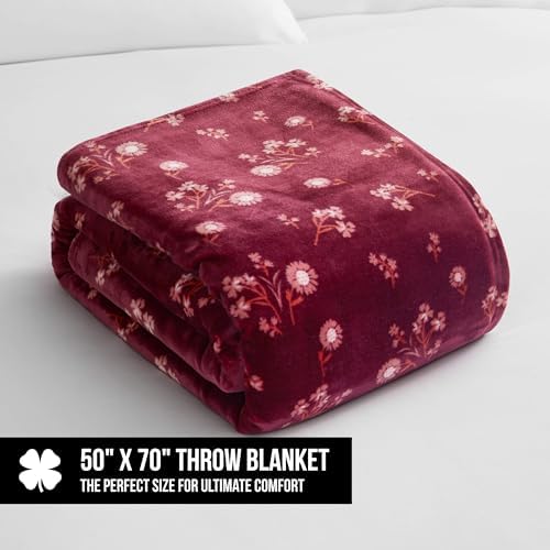 Lucky Brand Daisy Red Floral 50"X70" Cozy Plush Blanket - Premium Microfiber Throw for Luxurious Comfort and Style - Image 2