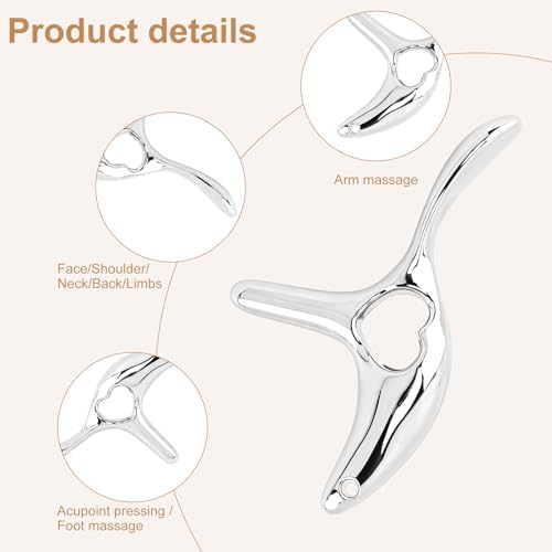 Metal Massage kit, Trigger Point Massage Tool + Gua Sha Muscle Scraper for Deep Tissue Massager, Lymphatic Drainage Massager Fascia Release Tools for Neck, Shoulder, Back, Face(Silver) - Image 6